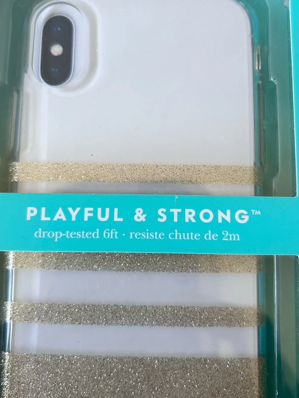 NWT Kate Spade iPhone XS/X Protective Hardshell Case w/Gold Glitter Design